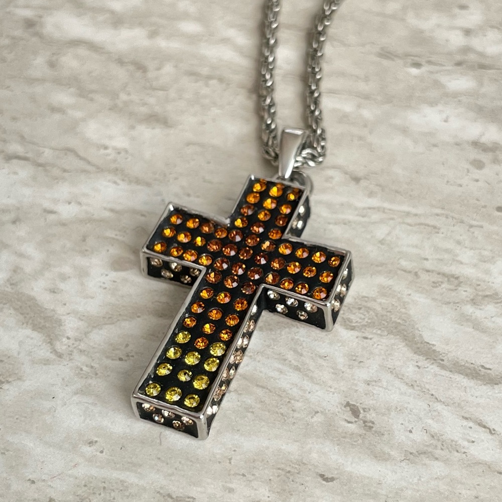 Chunky Multi Rhinestone Decorative Cross - Picture 1 of 4